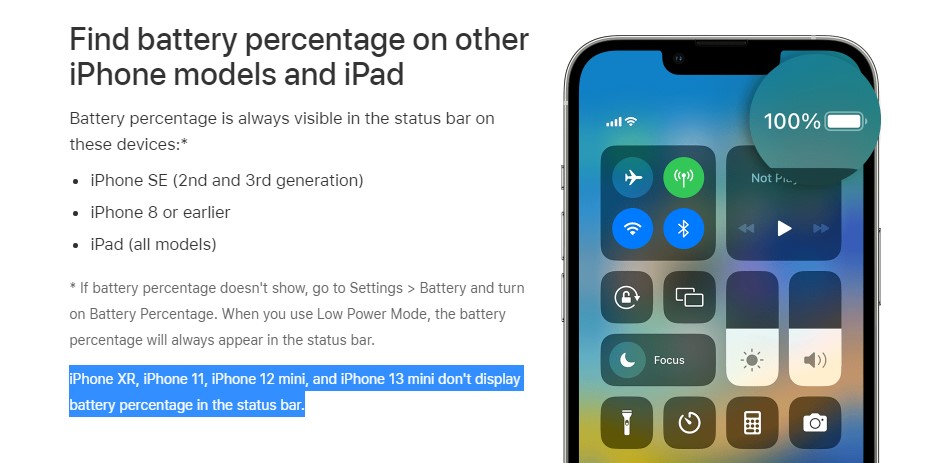 iOS 16 battery percentage